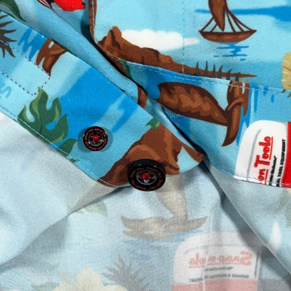 Dixxon Flannel Hawaiian Shirt Adult LARGE Blue Snap On Tools Floral Limited Ed - Picture 8 of 10